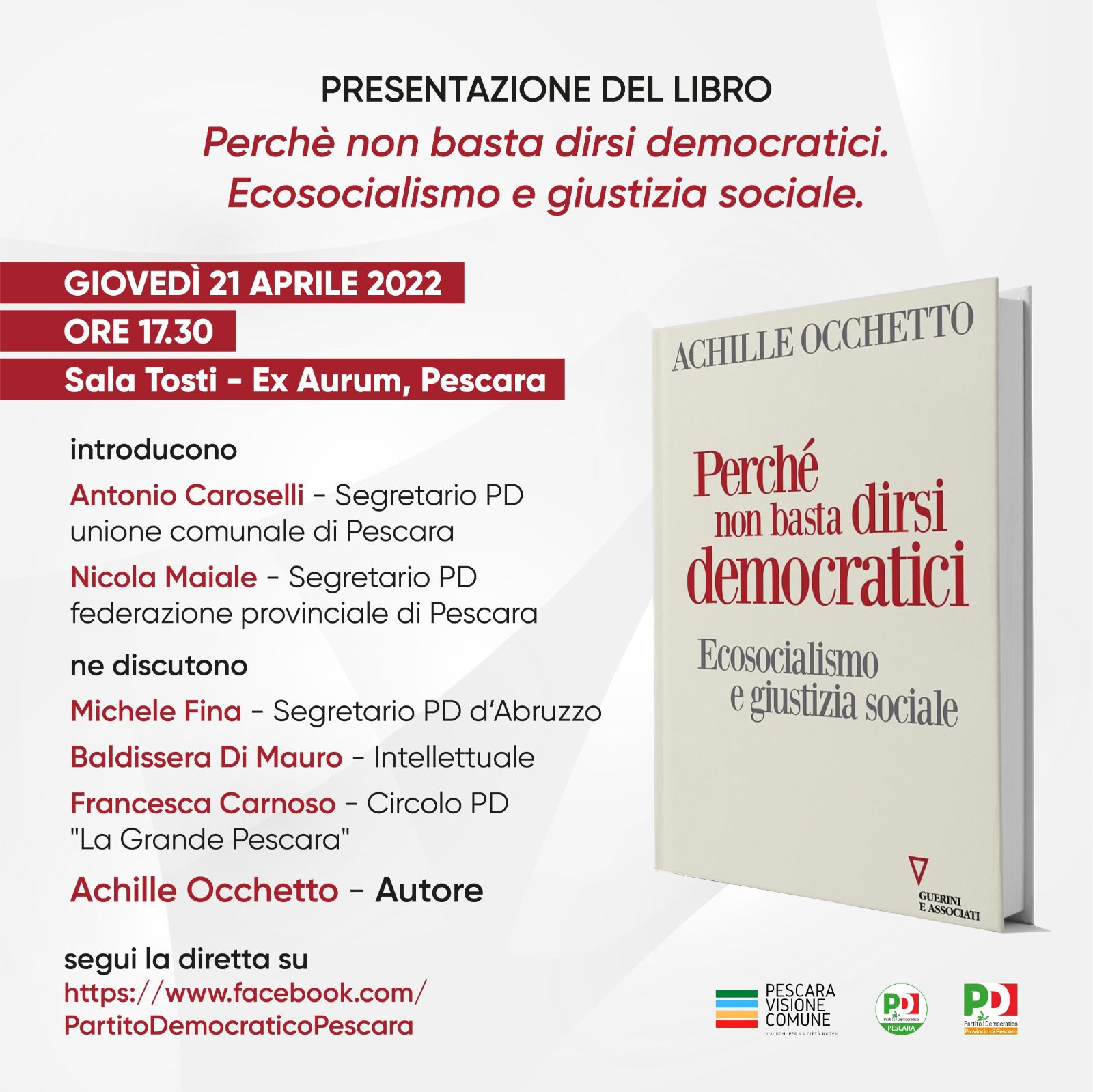 Perché non basta dirsi democratici: il 21 aprile a Pescara la presentazione del libro di Occhetto