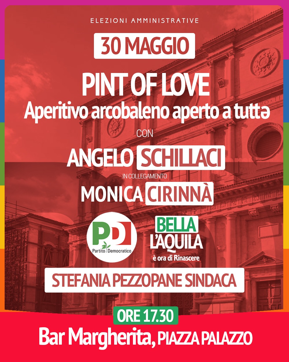“Pint of Love”: il 30 maggio aperitivo arcobaleno con Angelo Schillaci e Monica Cirinnà
