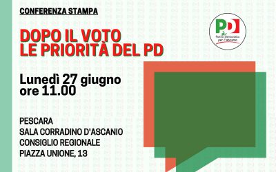Lunedì 27 giugno a Pescara conferenza stampa del PD sulle elezioni amministrative