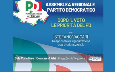 Il 13 luglio Assemblea del PD Abruzzo, nel vivo il cantiere per l’alternativa