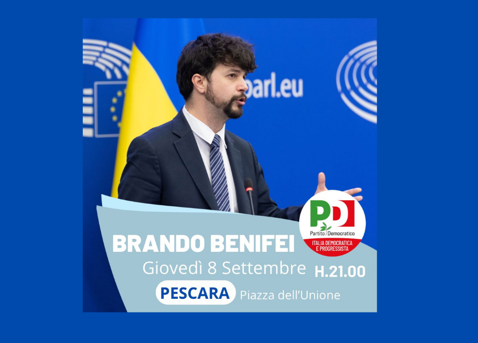 L’8 settembre Brando Benifei in Abruzzo, all’Aquila e a Pescara